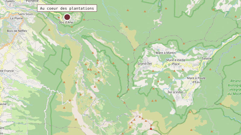 Carte situant Au coeur des plantations