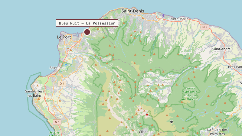 Carte situant Bleu Nuit — La Possession