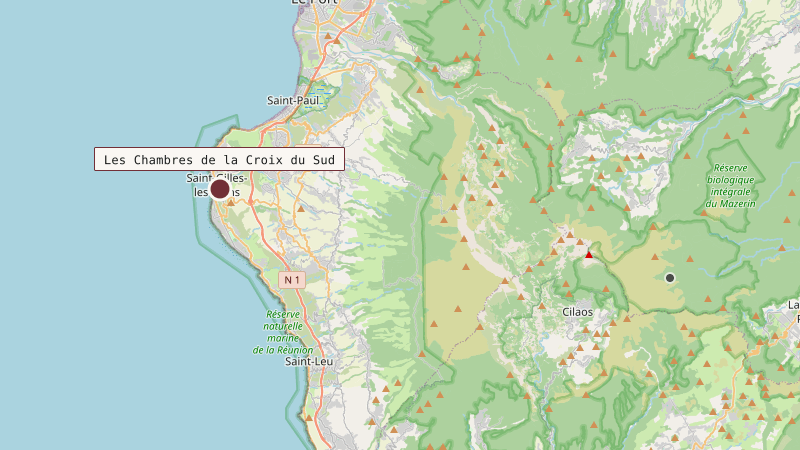 Carte situant Les Chambres de la Croix du Sud