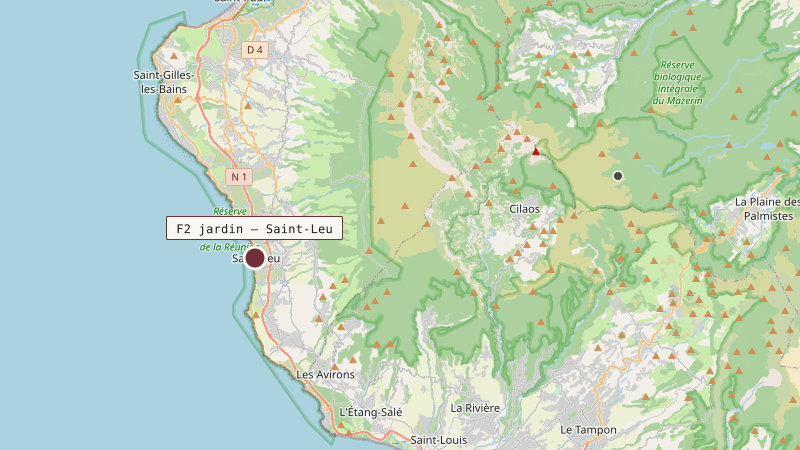 Carte situant F2 jardin — Saint-Leu