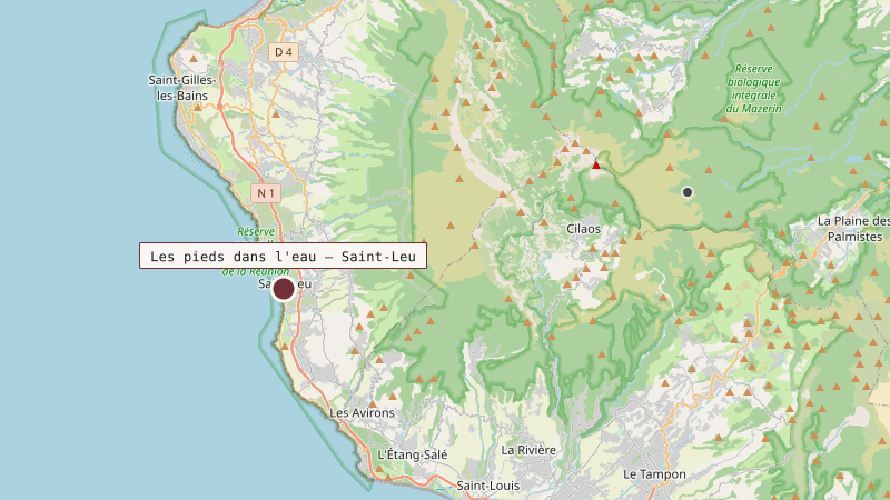 Carte situant Les pieds dans l'eau — Saint-Leu