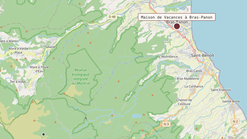 Carte situant Maison de Vacances à Bras-Panon