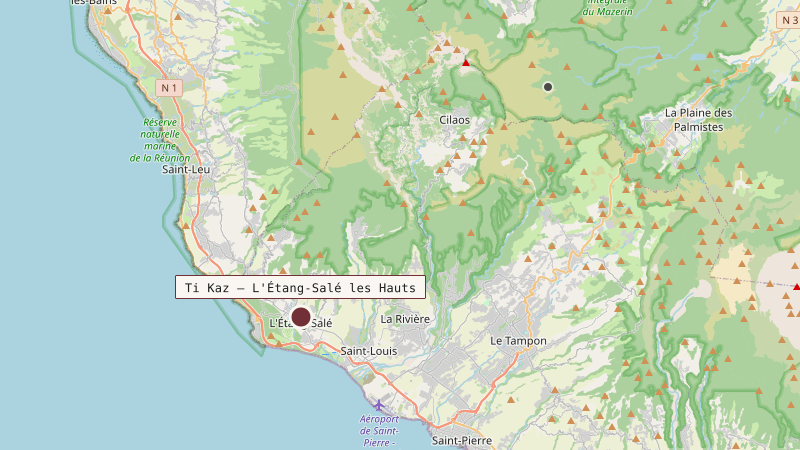Carte situant Ti Kaz — L'Étang-Salé les Hauts